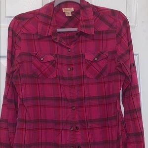 pink and purple , long sleeve flannel
